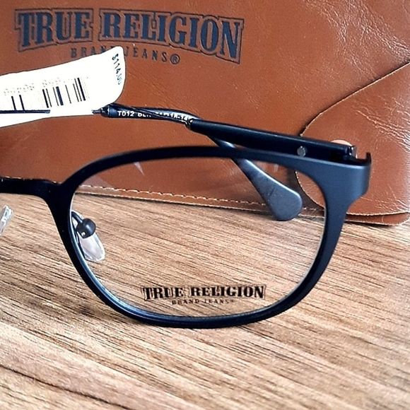 NEW Black Eyeglass Frame w/ case, Rx'able, True Religion, black metal, m… - Picture 2 of 7